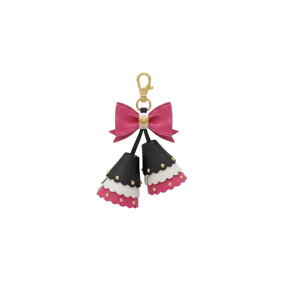 Betsey Johnson Bag Charm Womens OS Pink Excellent Bell Bow Heart Faux Leather
